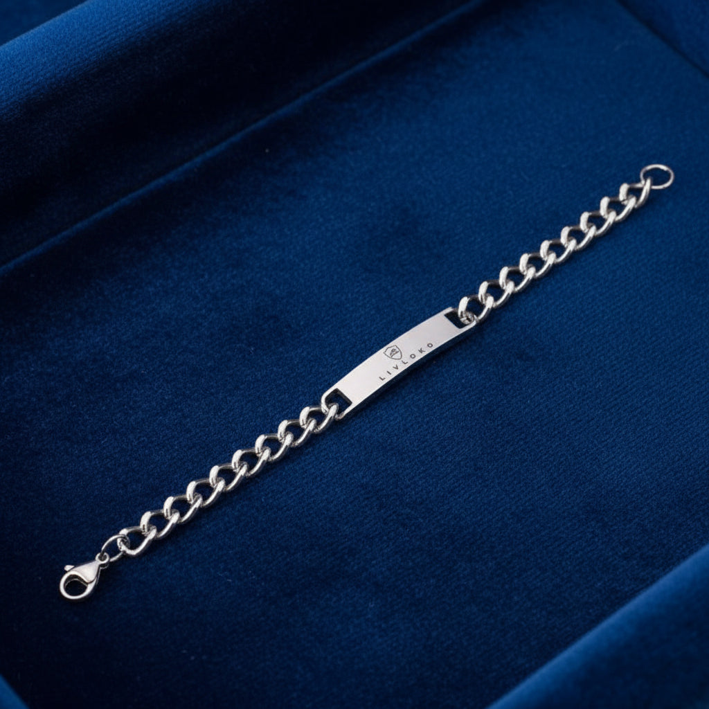 Livloko Stainless Steel Silver Curb Chain Bracelet - Livloko London
