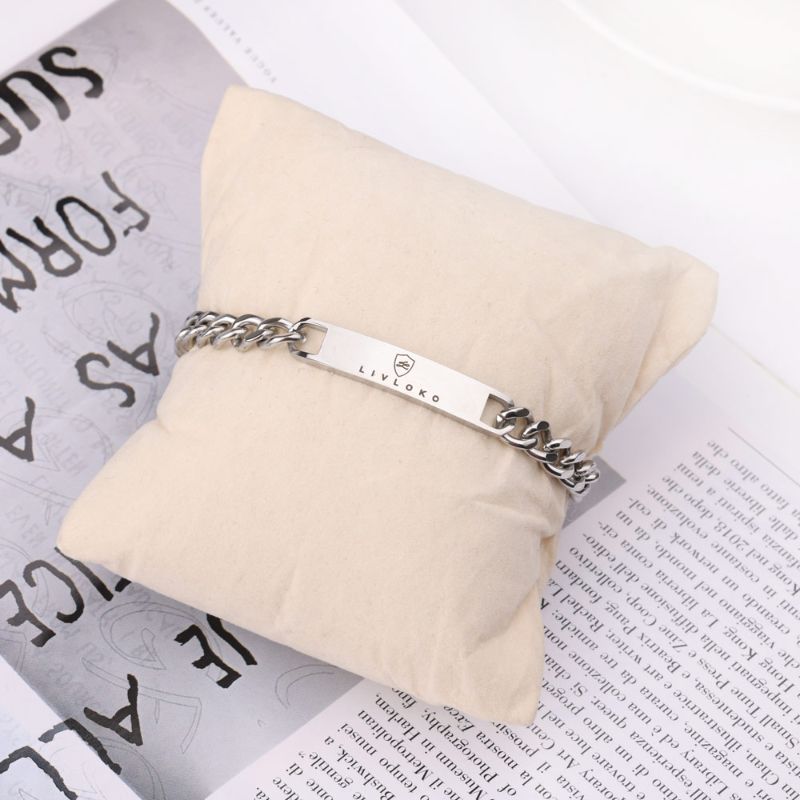 Designer Silver Chain Bracelet for Men Livloko Stainless Steel Silver Curb Chain Bracelet - Livloko London