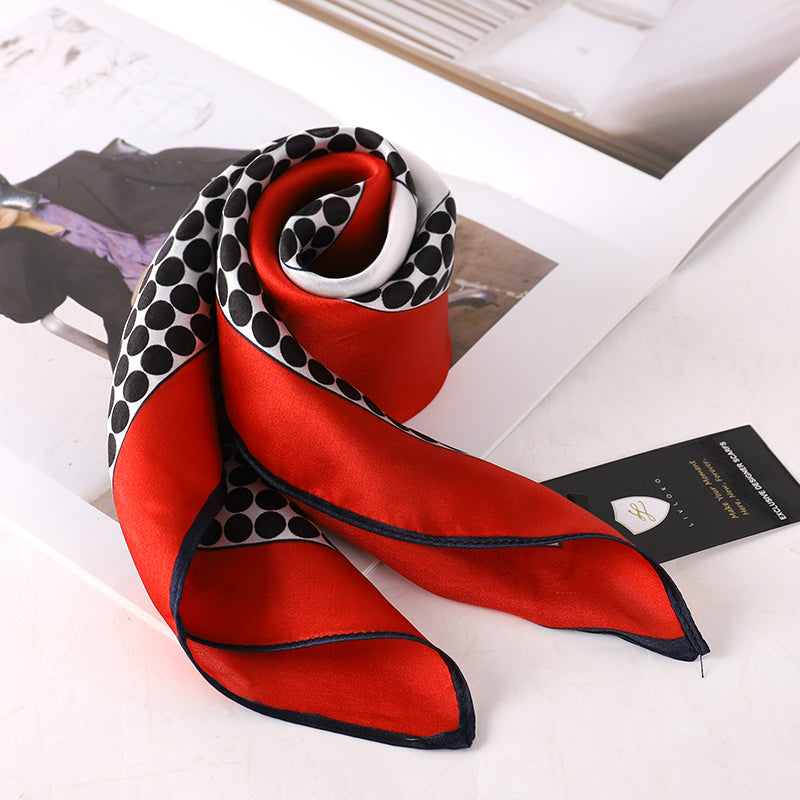 Retro Red and Black Silk Scarf womens silk scarves