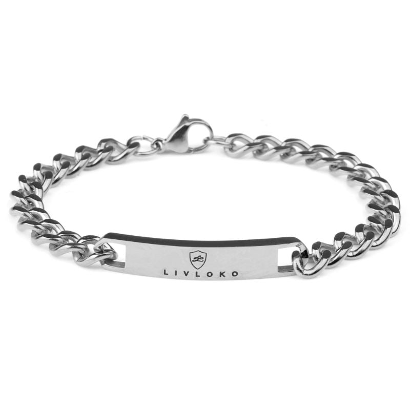 Designer Silver Chain Bracelet for Men Livloko Stainless Steel Silver Curb Chain Bracelet - Livloko London