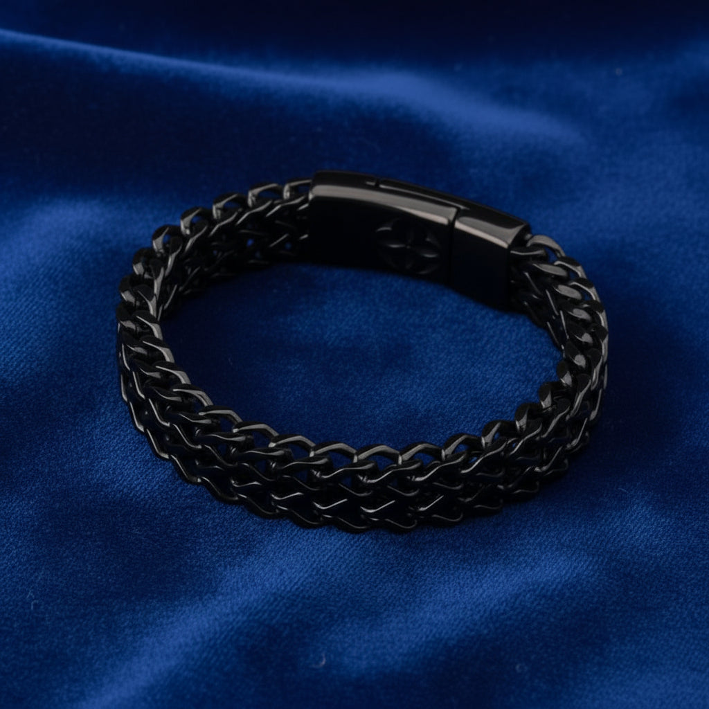 Stainless Steel Black Curb Chain Bracelet - Livloko London