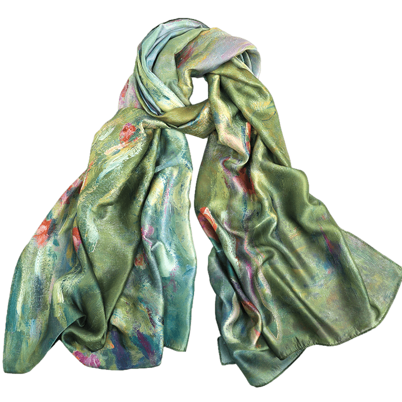Water Lilies Printed Satin Scarf Claude Monet Water Lilies Scarf