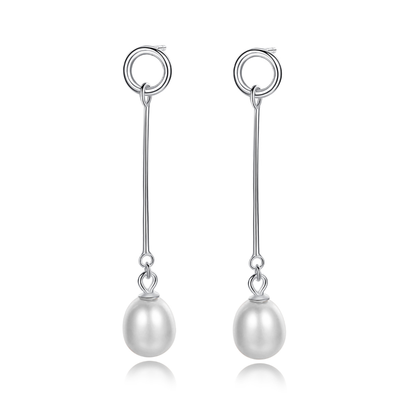 Silver and Pearl Drop Earrings Sterling Silver Pearl Drop Earrings