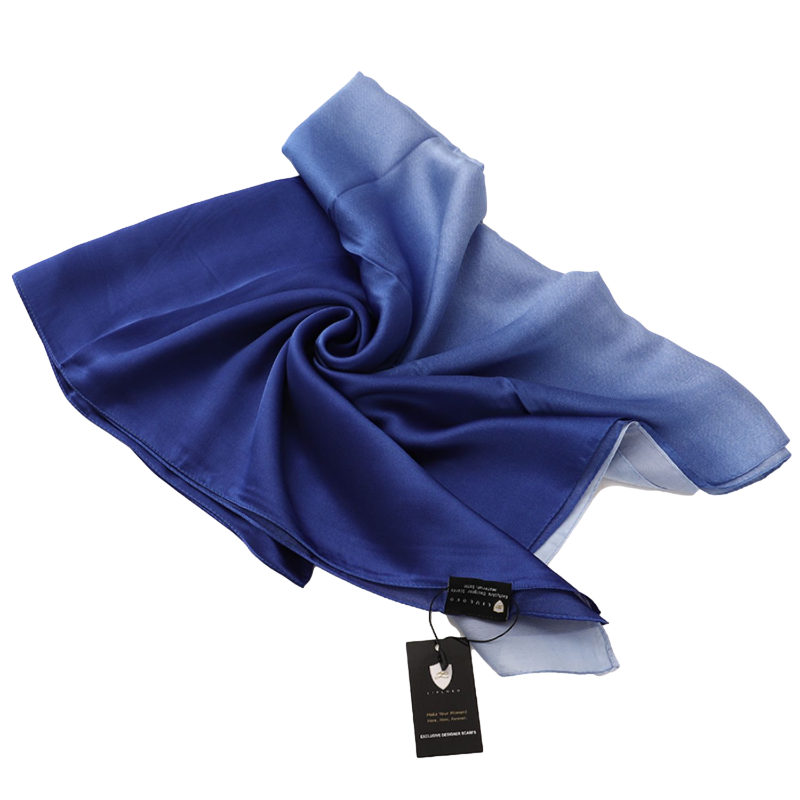 Navy and Light Blue Satin Scarf blue scarf womens