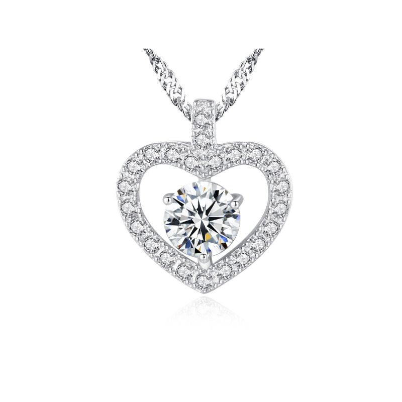 Cubic Zirconia Silver Heart Necklace silver heart necklace