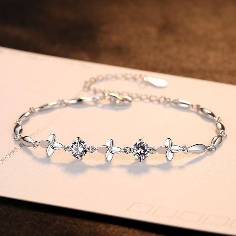 Stirling Silver Dainty Flower Bracelet flower bracelet