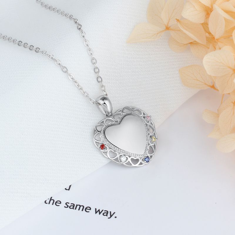 Personalised 925 Sterling Silver Birthstone Heart Necklace - Livloko London