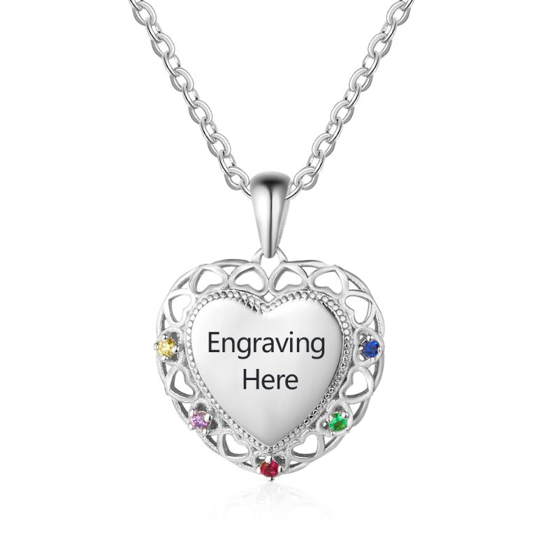 Personalised 925 Sterling Silver Birthstone Heart Necklace Personalised 925 Sterling Silver Birthstone Heart Necklace - Livloko London