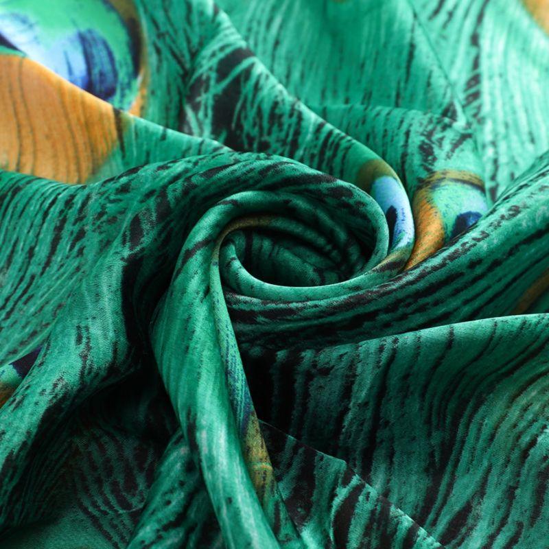 Vibrant Peacock Feather Satin Scarf light weight scarf