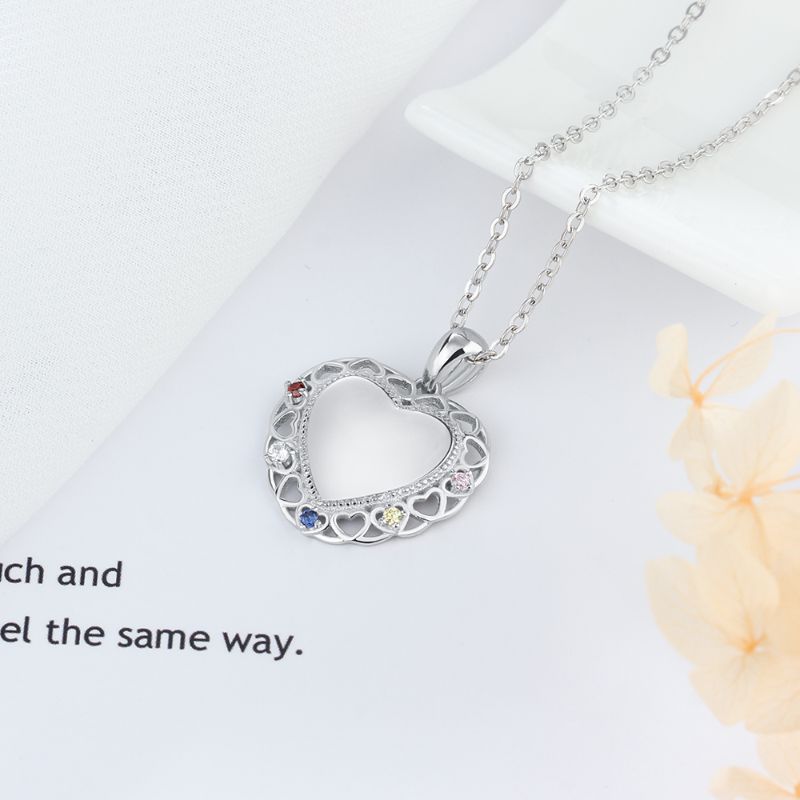 Personalised 925 Sterling Silver Birthstone Heart Necklace - Livloko London