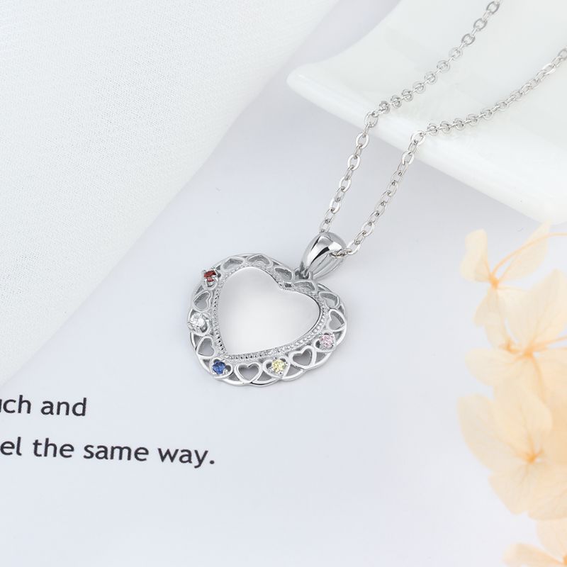Personalised 925 Sterling Silver Birthstone Heart Necklace Personalised 925 Sterling Silver Birthstone Heart Necklace - Livloko London