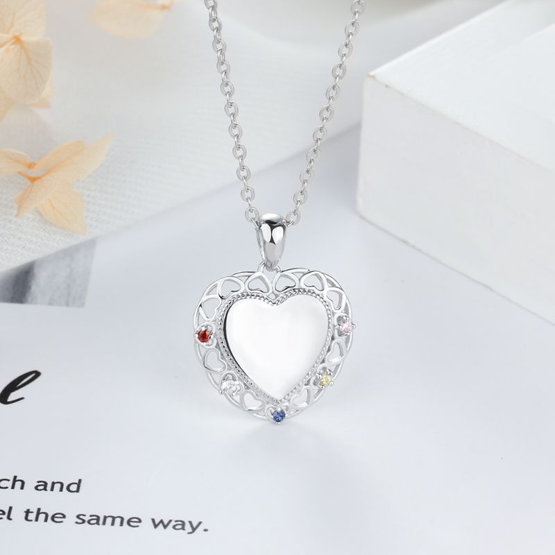 Personalised 925 Sterling Silver Birthstone Heart Necklace Personalised 925 Sterling Silver Birthstone Heart Necklace - Livloko London