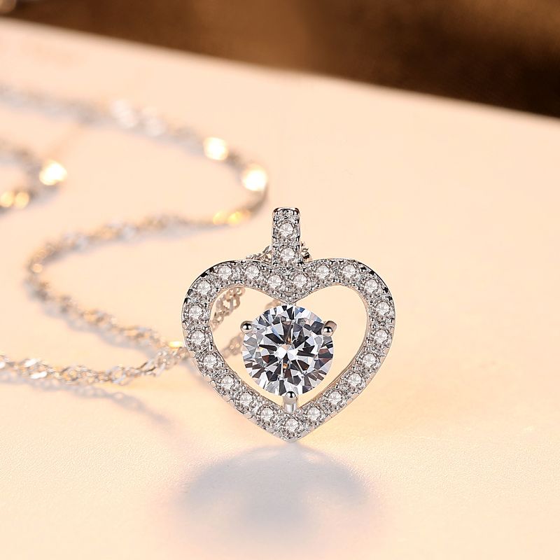 Cubic Zirconia Silver Heart Necklace silver heart pendant