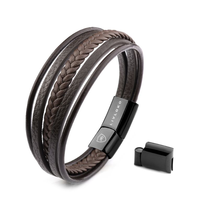 Men's Brown Leather Bracelet braided leather bracelet