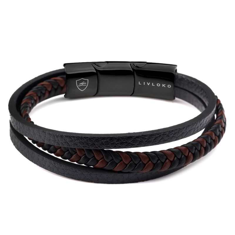 Men's Braided Black Leather Bracelet mens designer leather bracelet