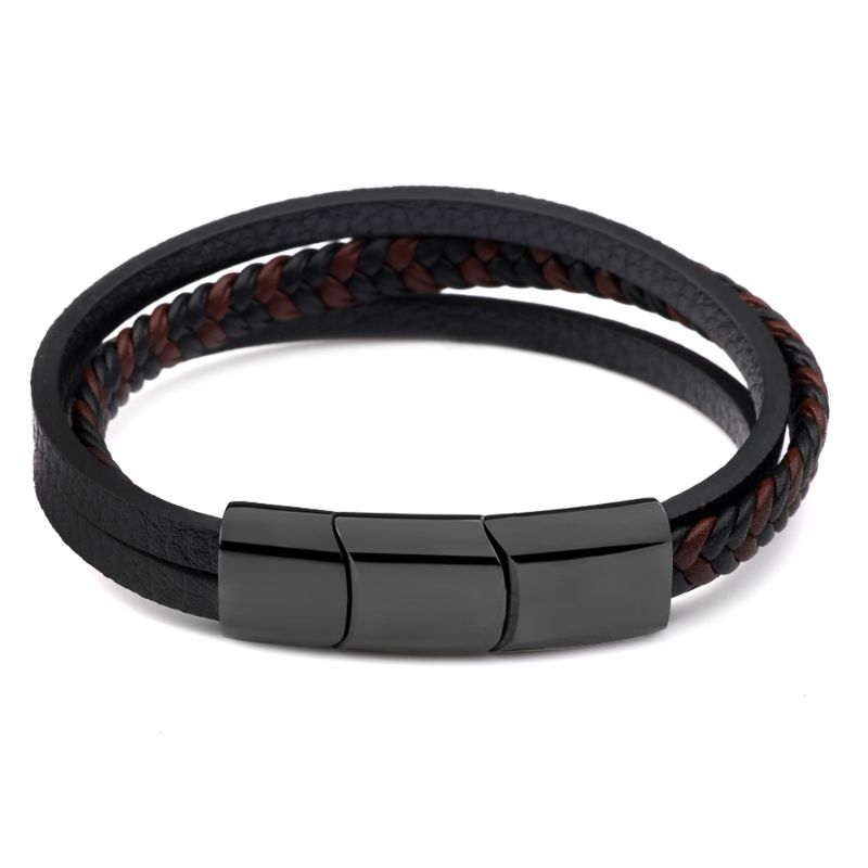 Men's Braided Black Leather Bracelet mens leather bracelets designer