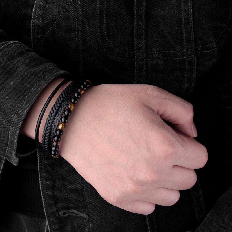 Men's Tiger Eye Leather Bracelet mens wristband