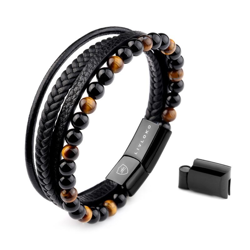 Men's Tiger Eye Leather Bracelet mens tiger eye bracelet