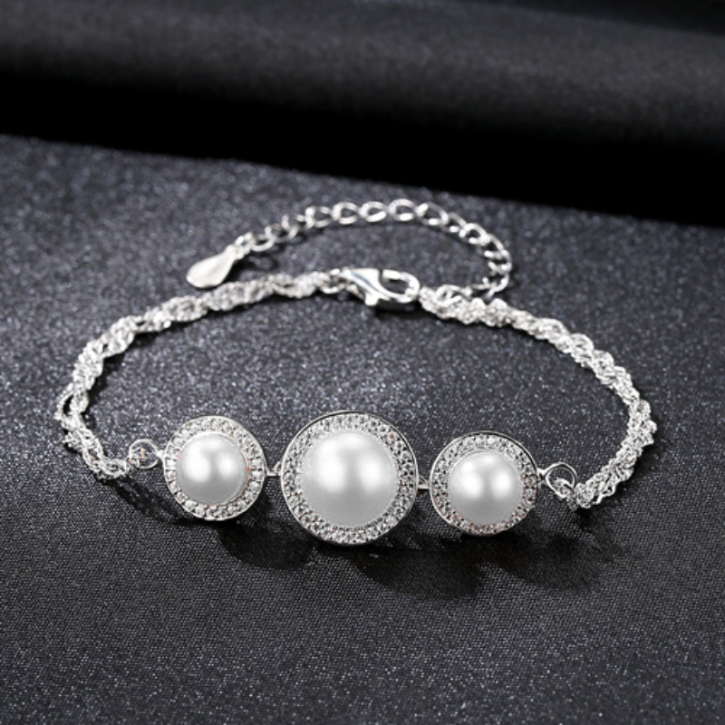 silver and pearl bracelet