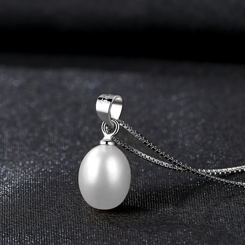 Sterling Silver Oval Pearl Pendant Necklace