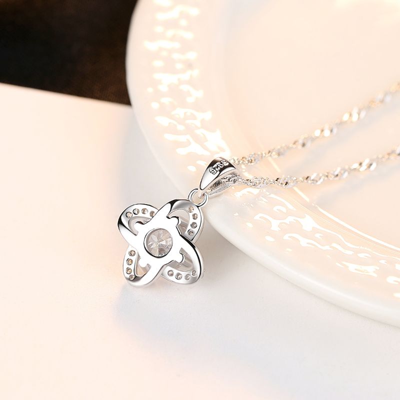 Stirling Silver Flower Charm Necklace 925 silver chain