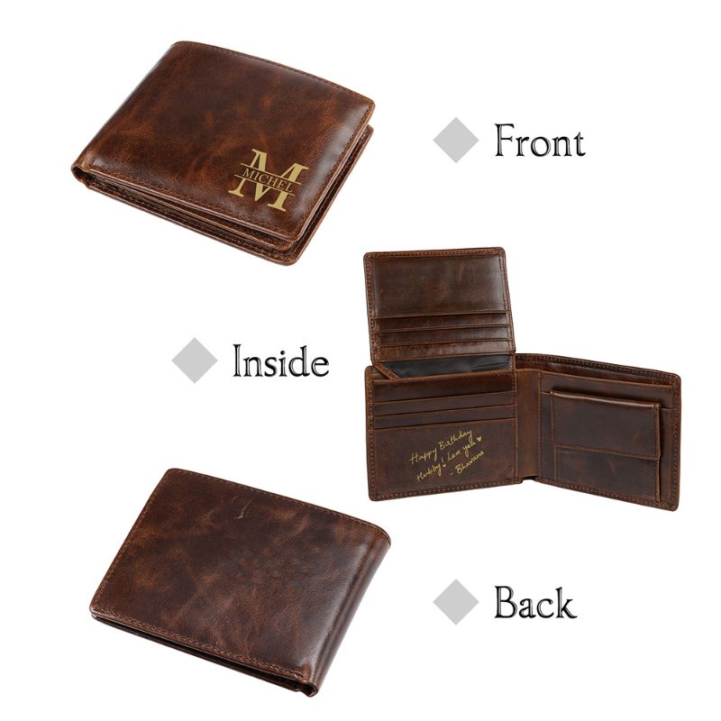 Personalised Men's Classic Leather Wallet Personalised Men's Classic Leather Wallet - Livloko London
