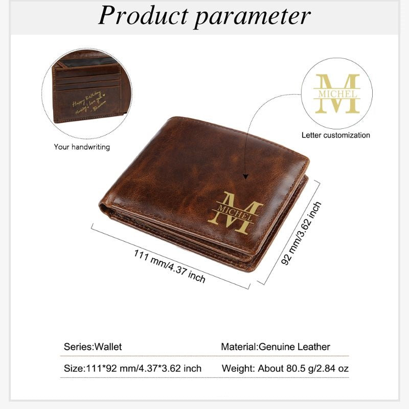 Personalised Men's Classic Leather Wallet Personalised Men's Classic Leather Wallet - Livloko London