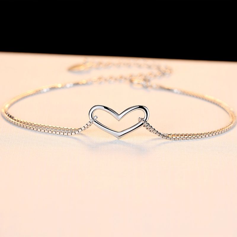 925 Silver Bracelet with Heart Charm bracelets with love
