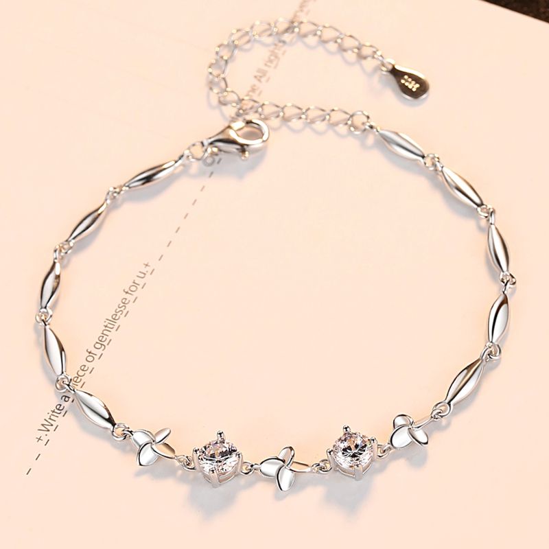 Stirling Silver Dainty Flower Bracelet silver bracelets for women