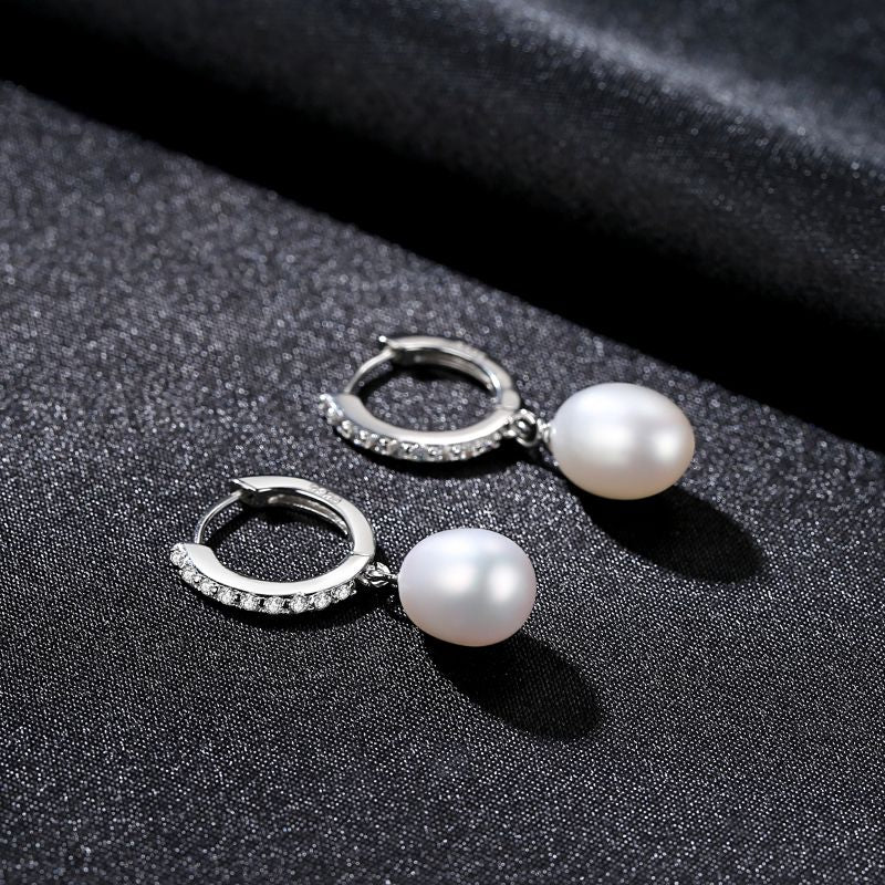 Silver and Pearl Drop Earring with Zirconia pearl drop earrings uk