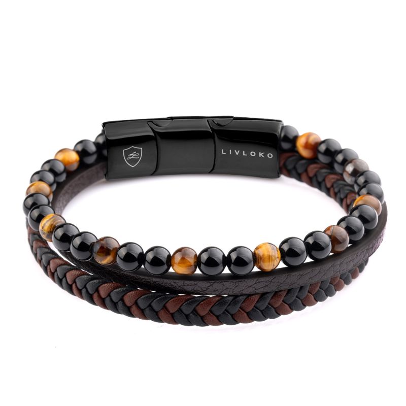 Tiger Eye Braided Leather Bracelet men's designer bracelets
