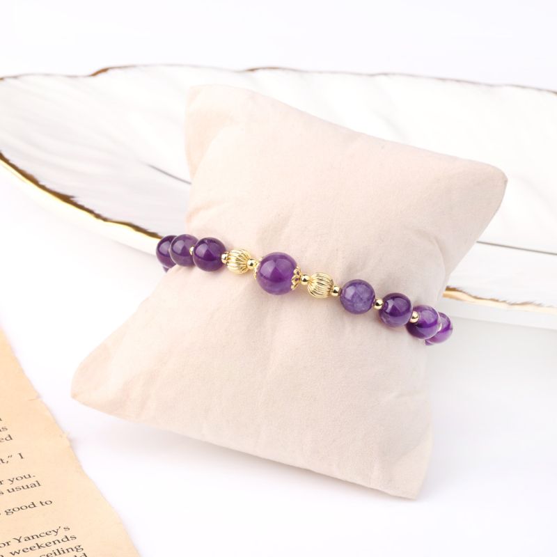 Amethyst Crystal Bracelet 18ct Gold Plated purple amethyst