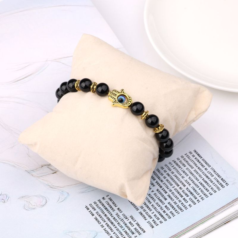 Agate and Evil Eye Bracelet  hamsa hand bracelet