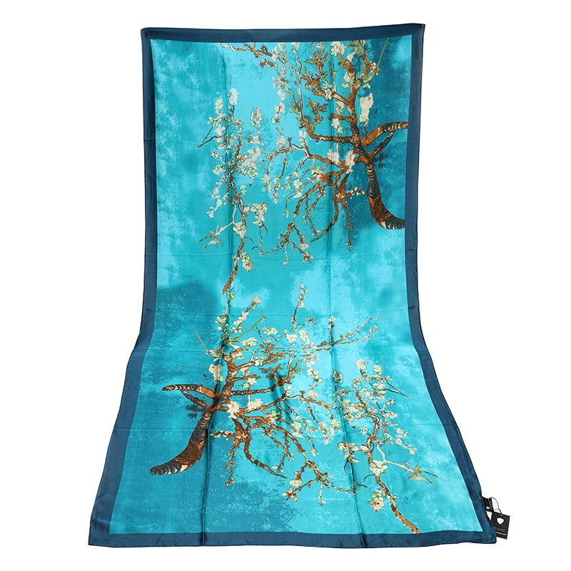 Almond Blossom Light Blue Satin Scarf lightweight scarves