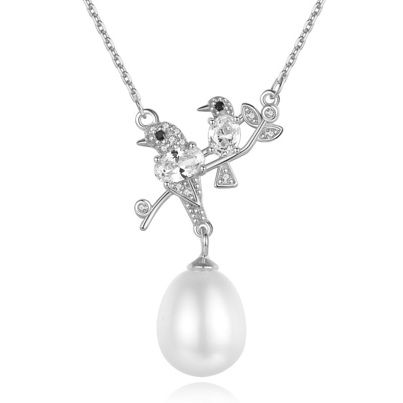 Freshwater Pearl Silver Bird Necklace silver bird necklace