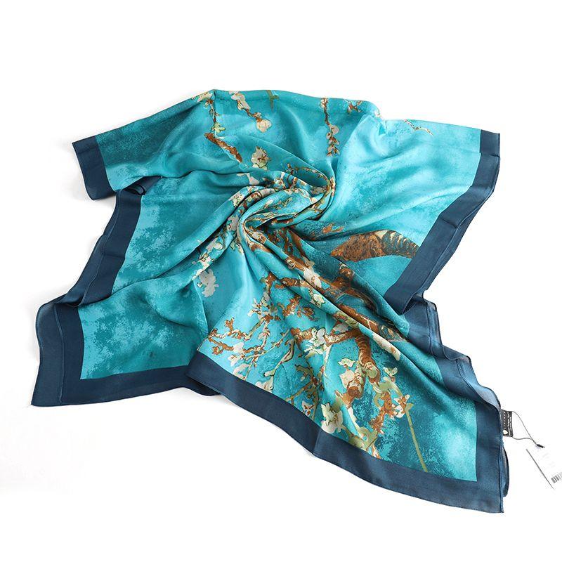 Almond Blossom Light Blue Satin Scarf ladies scarfs