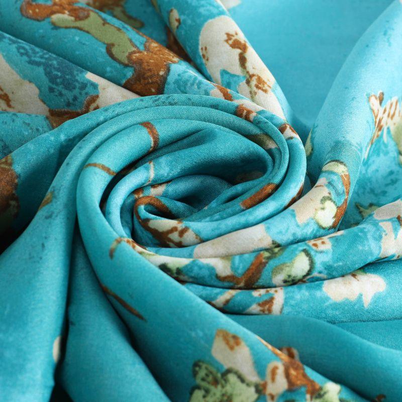Almond Blossom Light Blue Satin Scarf thin scarf