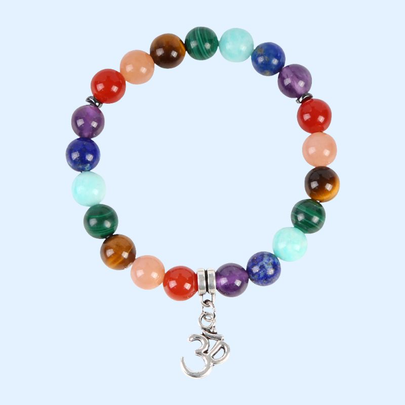 Chakra Crystal Bracelet with Om Pendant healing bracelets for women