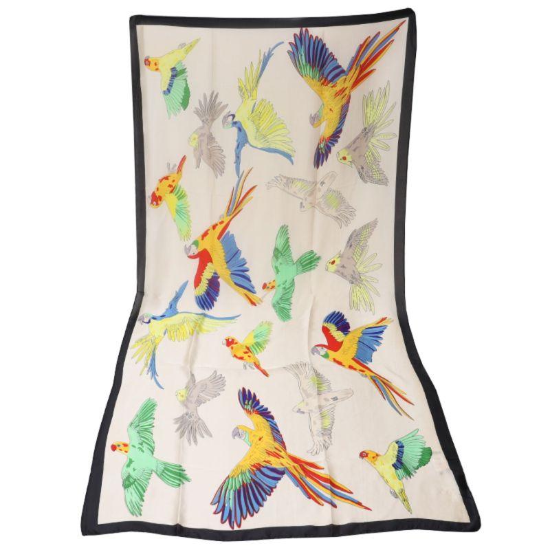 Satin Scarf with Colourful Parrot Print oversized scarf