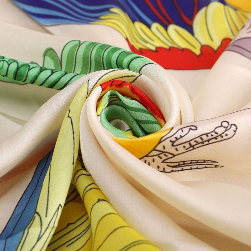 Satin Scarf with Colourful Parrot Print light weight scarf
