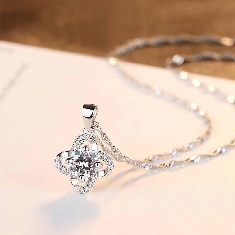 Stirling Silver Flower Charm Necklace silver charm necklace