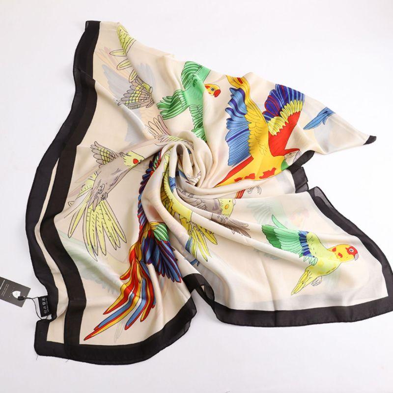 Satin Scarf with Colourful Parrot Print light weight scarf