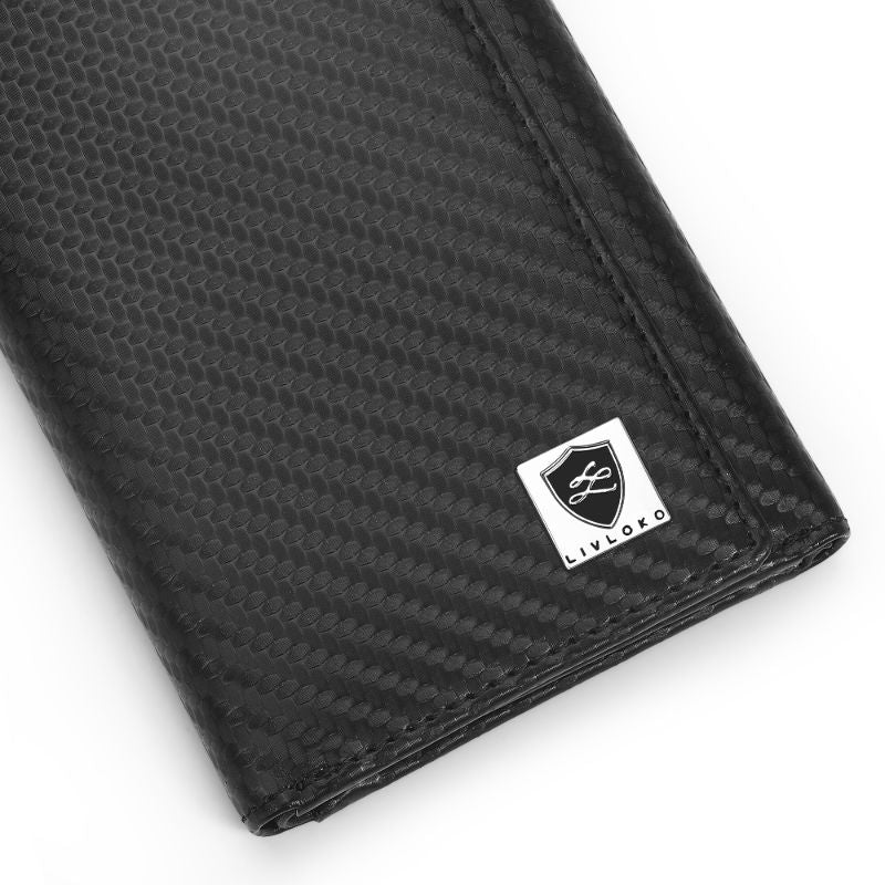 Men's Designer Black Bifold Wallet carbon fibre wallet