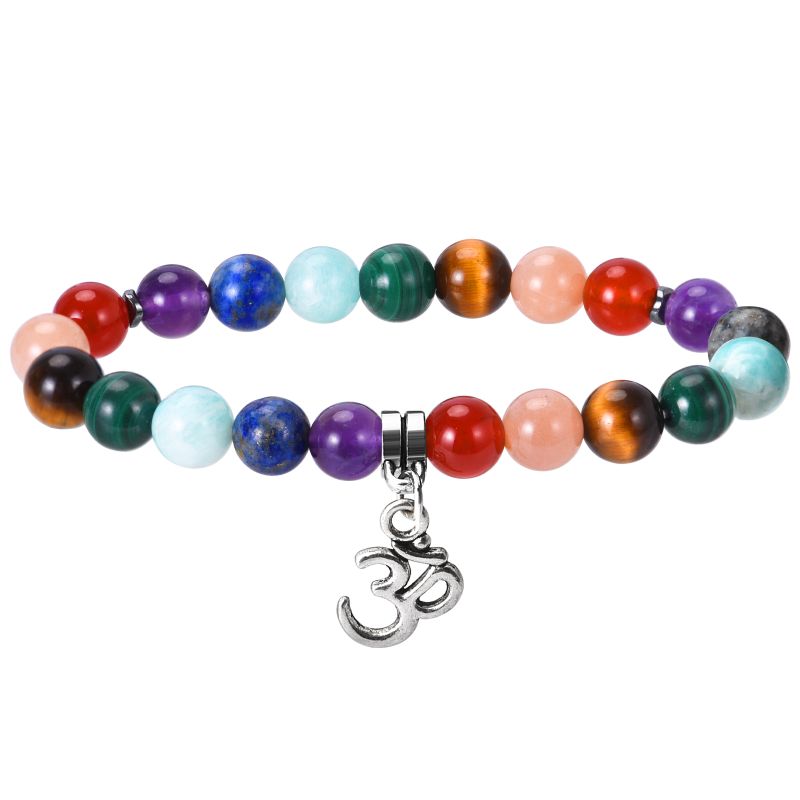 Chakra Crystal Bracelet with Om Pendant chakra bracelet