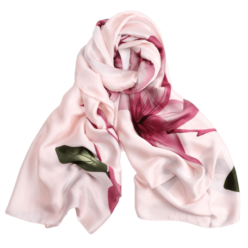 Floral Scarf Oriental Rose satin neck scarf