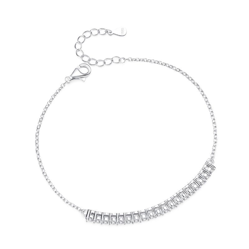 Dainty Silver Bracelet with Moissanite Centerpiece designer bracelets ladies