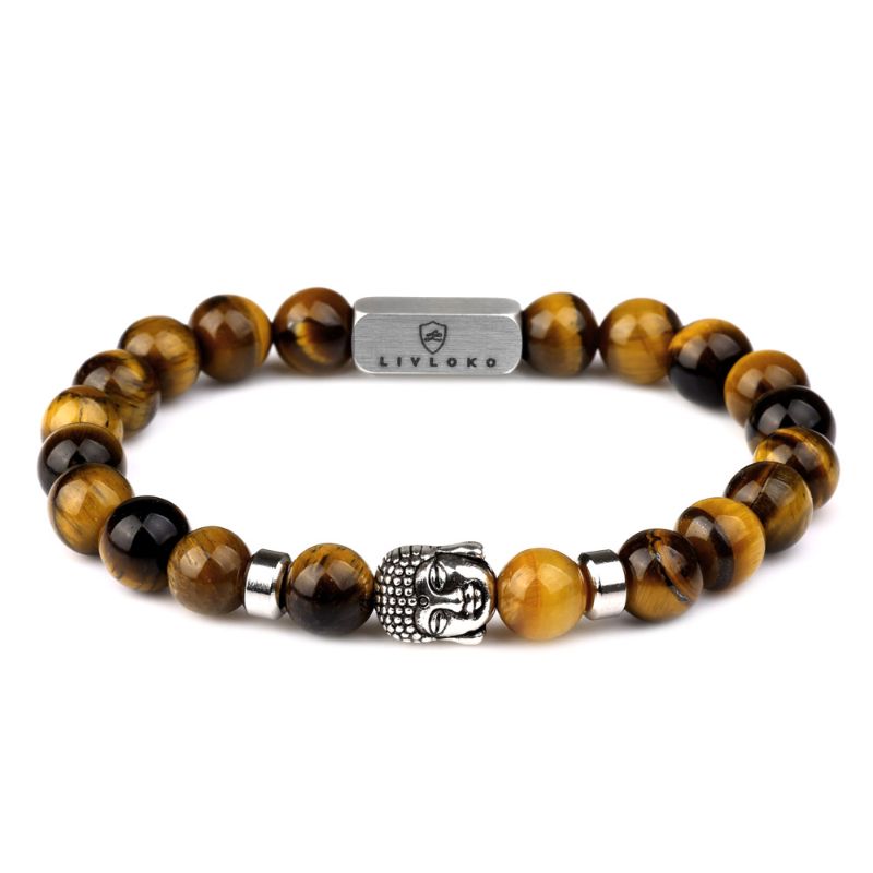 Tiger Eye Bead Bracelet with Buddha Bracelet Charm Tiger-eye Lucky Buddha Bracelet - Livloko London
