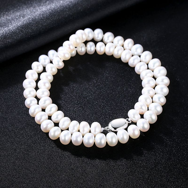 Silver and Pearl Chain Necklace pearl necklace women