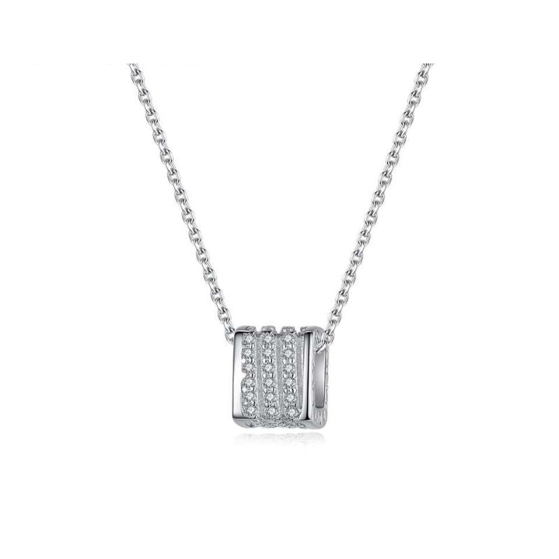 Silver Charm Necklace with Zirconia Crystal crystal necklace crystal