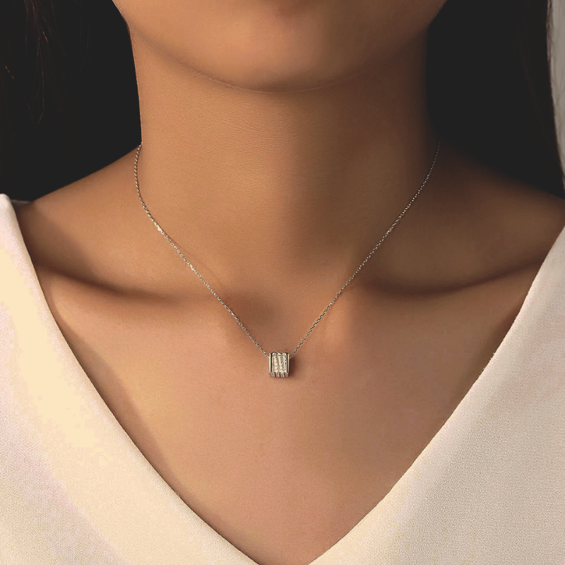 Silver Charm Necklace with Zirconia Crystal designer silver necklace